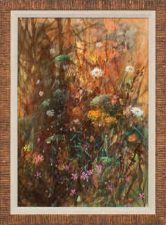 "Fennell" Original Mixed Media on Board Floralscape by Tom Perkinson, Framed