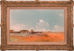 Vintage "Flat Lands" Original Landscape Mixed Media on Paper by Tom Perkinson, Framed