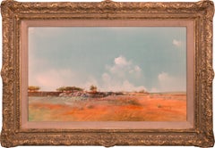 "Flat Lands" Original Landscape Mixed Media on Paper by Tom Perkinson, Framed