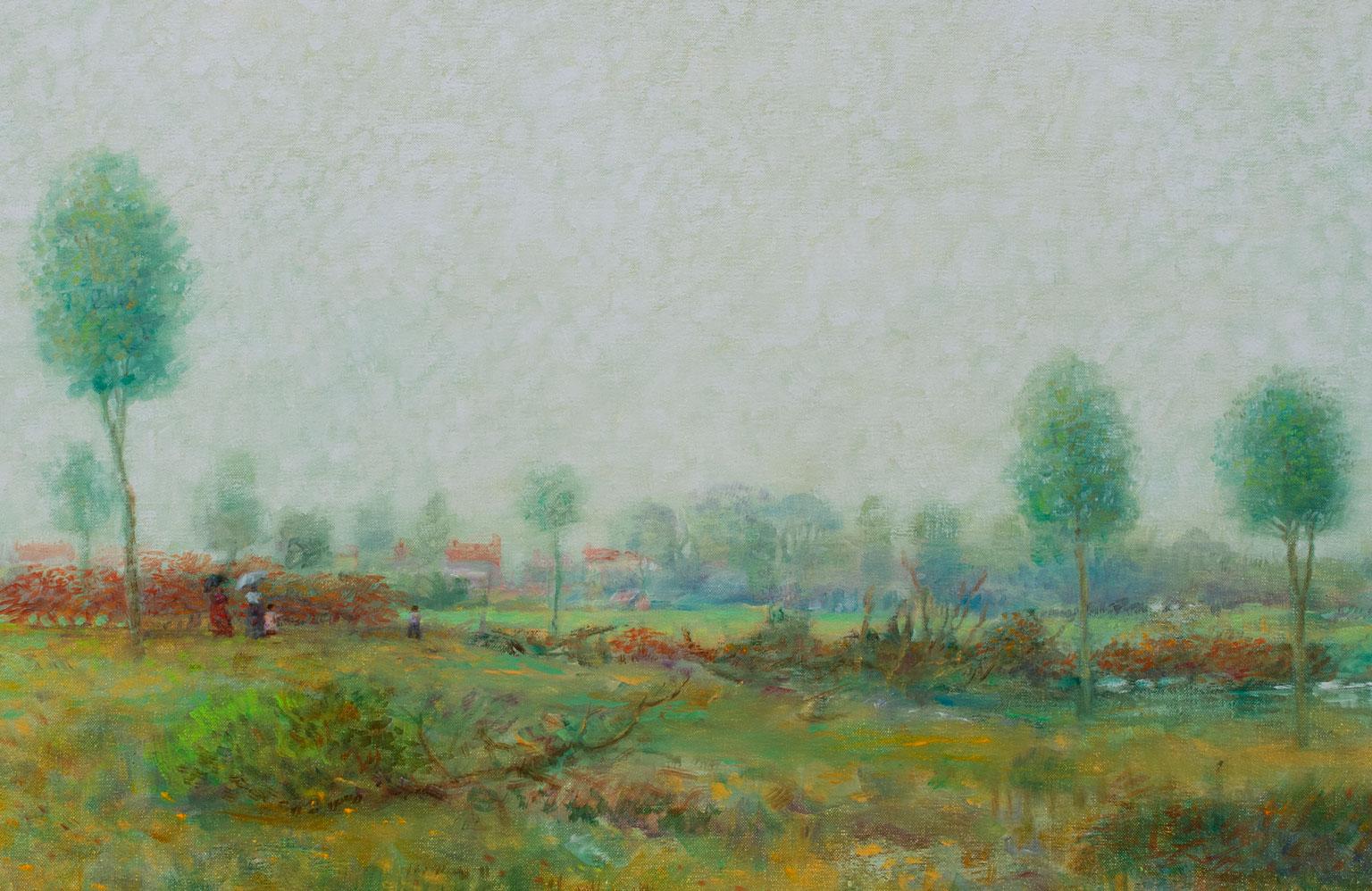 Grand paysage réaliste à 4 pieds en acrylique sur toile de Tom Perkinson, encadré en vente 3
