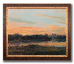 Quadro realista di Tom Perkinson, grande 4 piedi, acrilico su tela, incorniciato