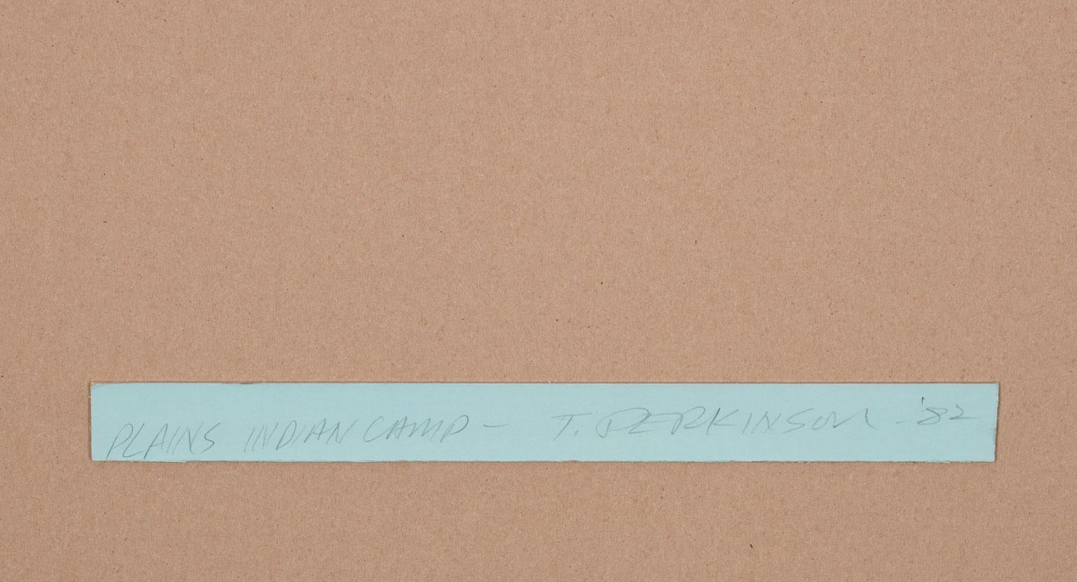 « Plains Indian Camp » Lrg, technique mixte originale sur papier de Tom Perkinson, encadrée en vente 10