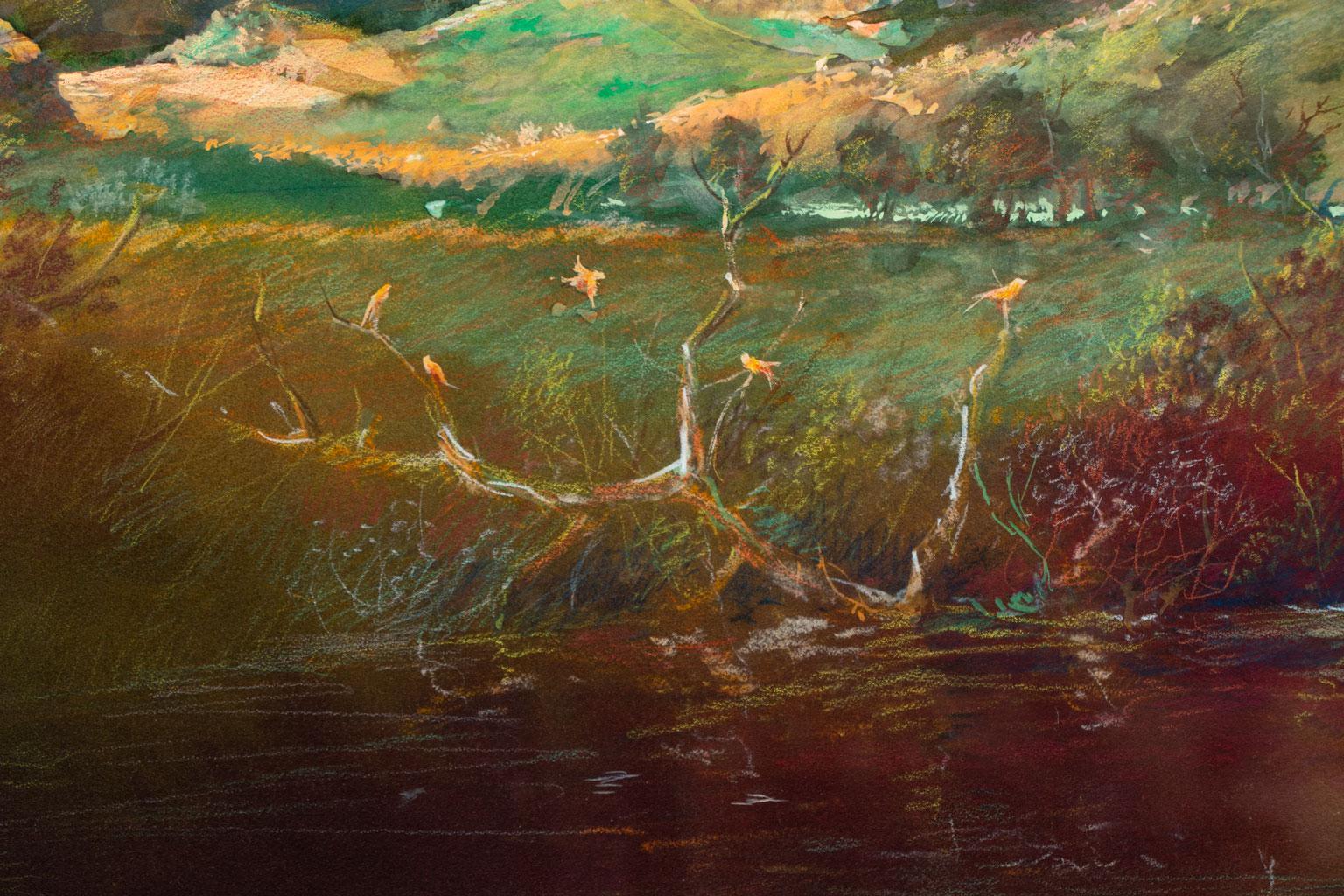 « Reflections in the Pond » - Grand panneau multimédia sur panneau de Tom Perkinson, encadré en vente 4