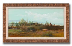 "Sioux Camp" Original Mixed Media on Paper Landscape by Tom Perkinson, Framed