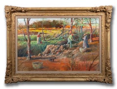 "Spring Sassafras" Original Mixed Media on Board by Tom Perkinson, Framed