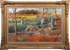 "Spring Sassafras" Original Mixed Media on Board by Tom Perkinson, Framed