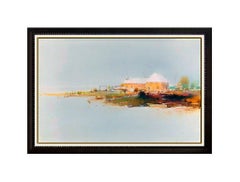 Tom Perkinson Original Painting Acrylic on Board Signed Landscape Framed Artwork