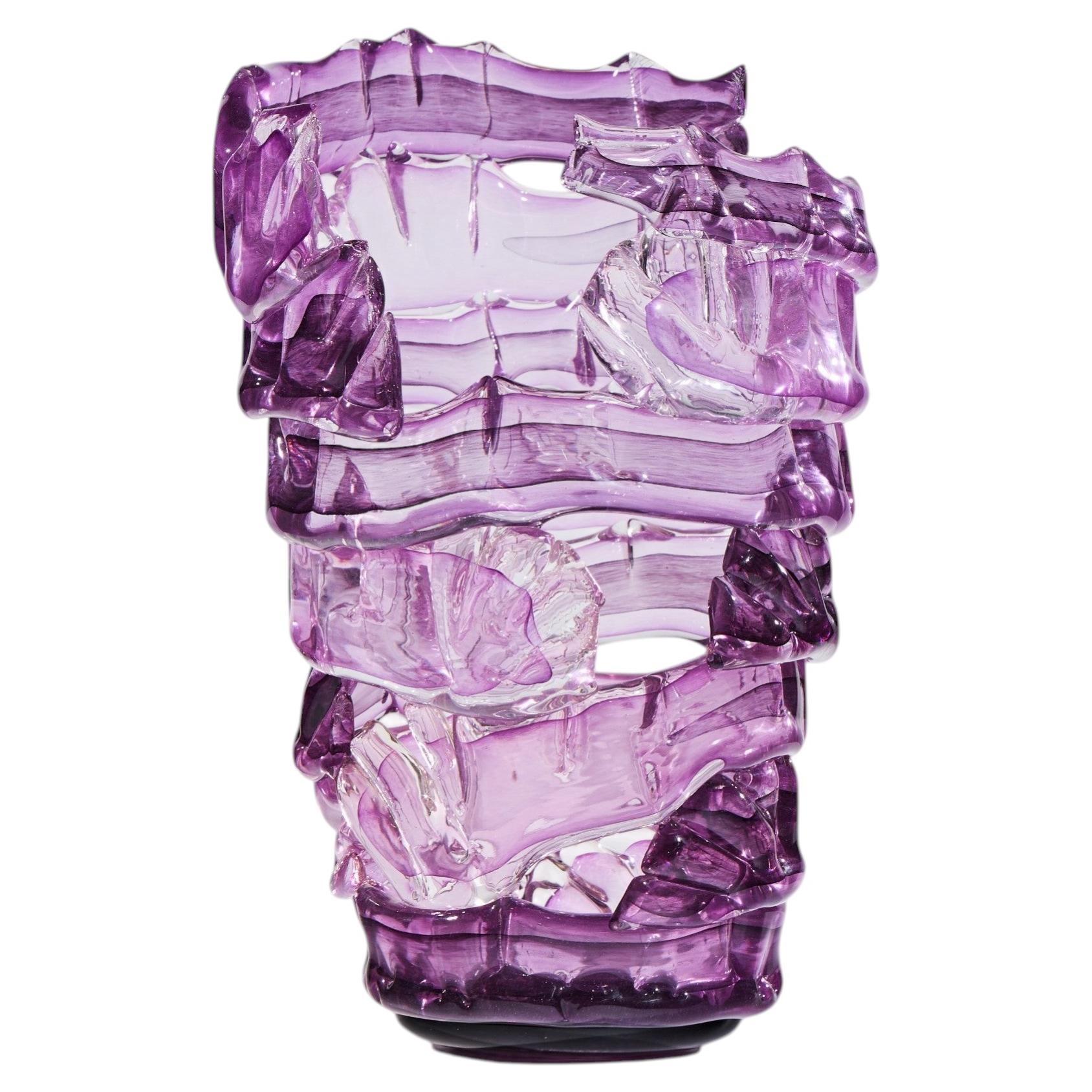 Grande vaso in vetro realizzato a mano e firmato da Tom Philabaum