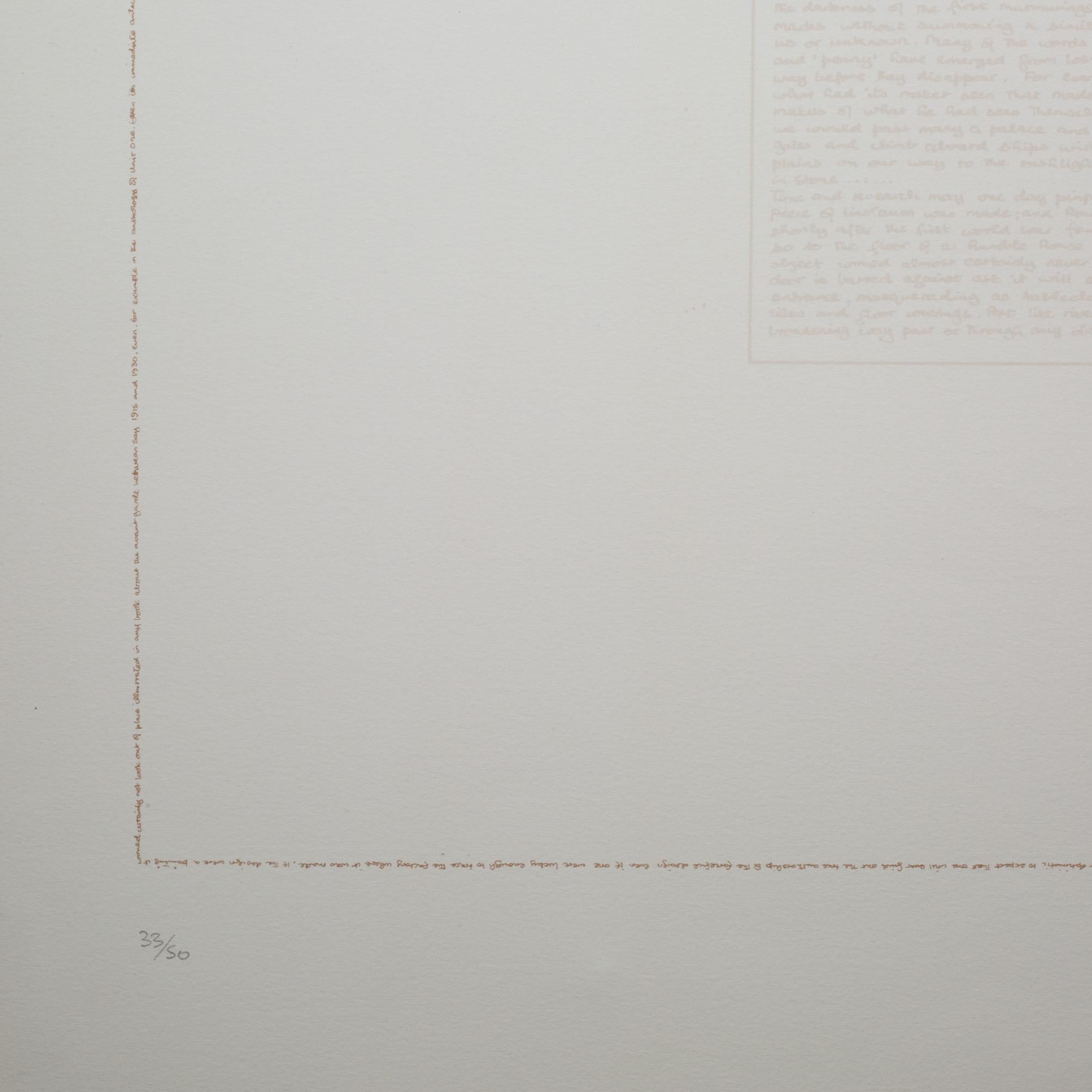 Tom Phillips, Linóleo, Serigrafía, Edición limitada 33/50, Firmado, 1976 Moderno de mediados de siglo en venta