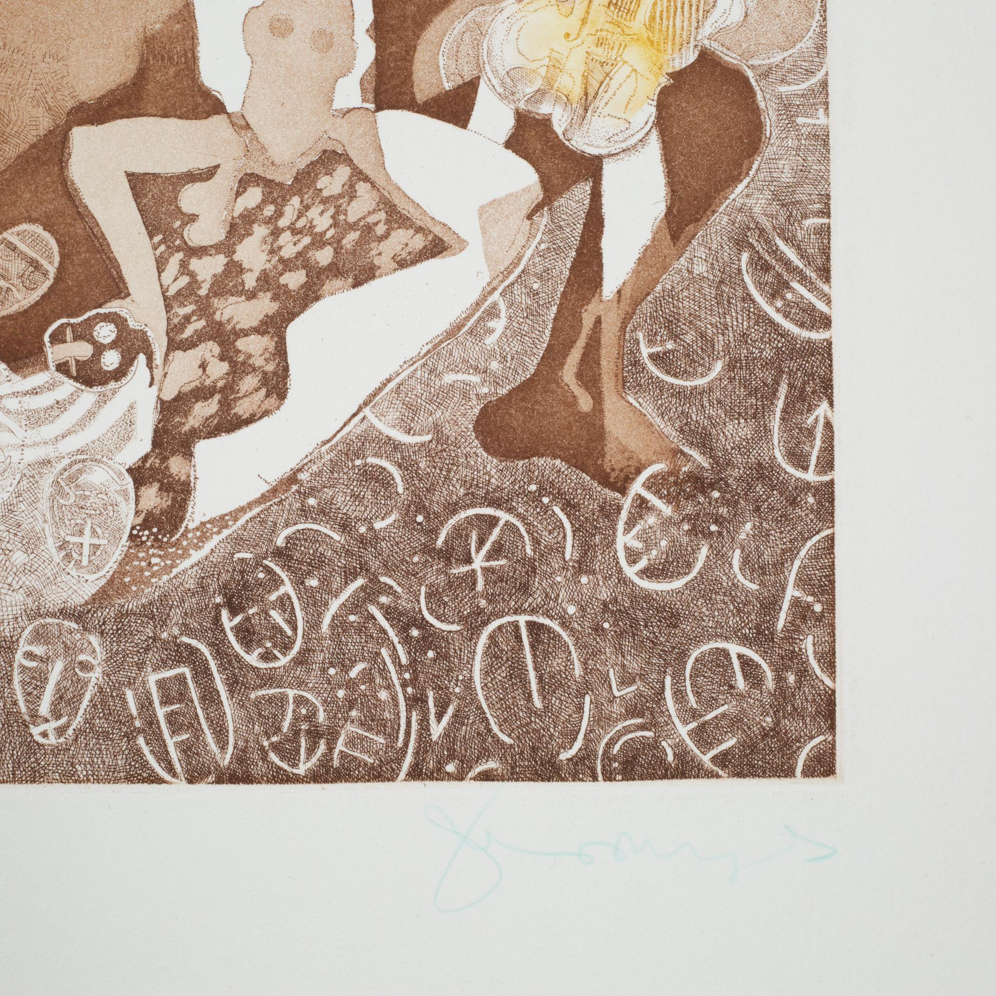 CIRCA 

Tom Phillips, O Orpheus Singt, acquaforte, edizione limitata 49/125, firmata 1977, senza cornice.

    CREATORE Tom Philips 1937-2022.
    DATA DI FABBRICAZIONE 1977 circa.
    MATERIALI E TECNICHE Acquaforte e acquatinta a colori su carta