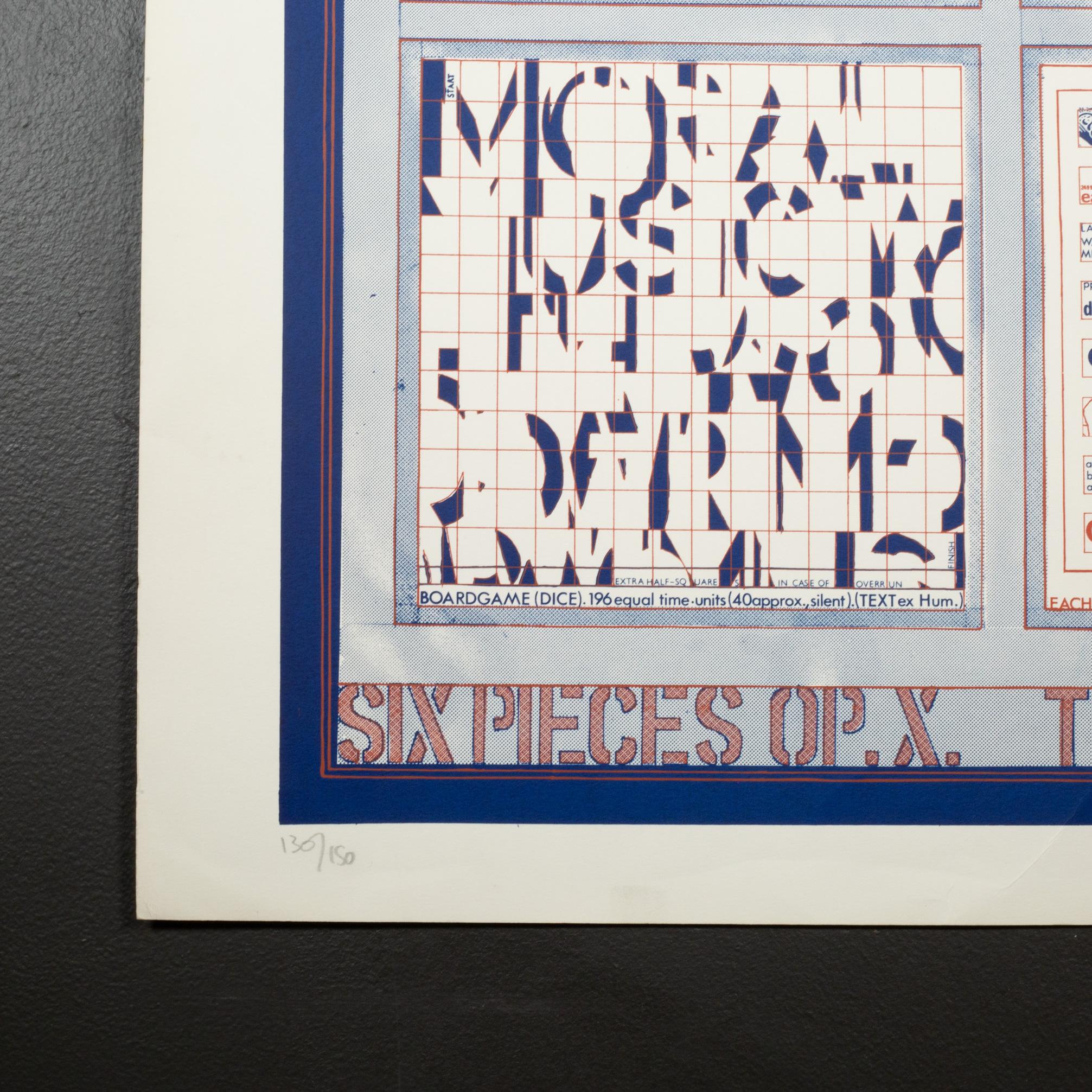 Tom Phillips, Six Pieces Opus X, Screenprint, Limited Editions, Signed, 1968 In Good Condition For Sale In San Francisco, CA