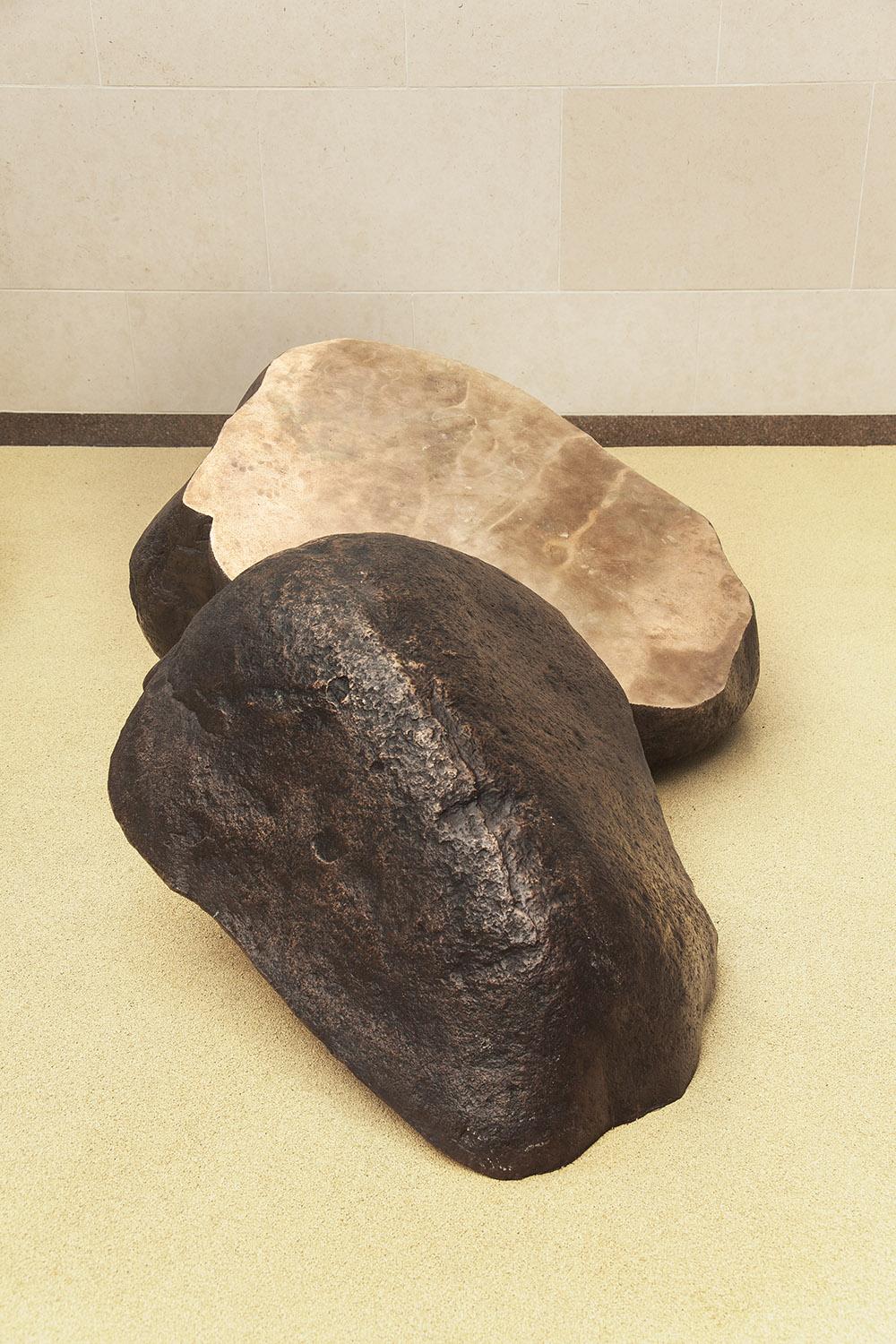 Boulder #2 - The Slide by Tom Price - Rock-like bronze sculpture, smooth