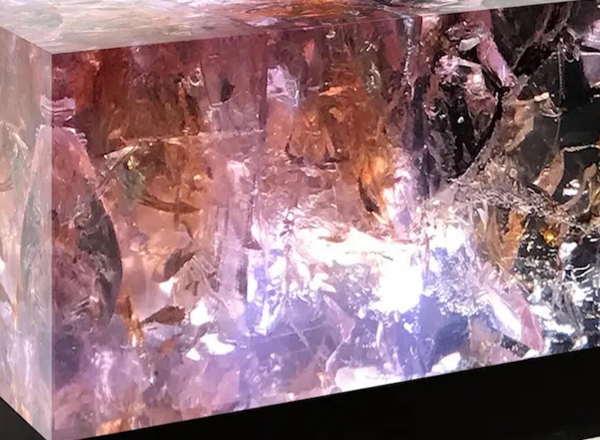 Counterpart (diptych) by Tom Price - Bench sculpture, resin, coal, LED light For Sale 5