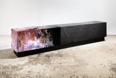 Counterpart (diptych) by Tom Price - Bench sculpture, resin, coal, LED light