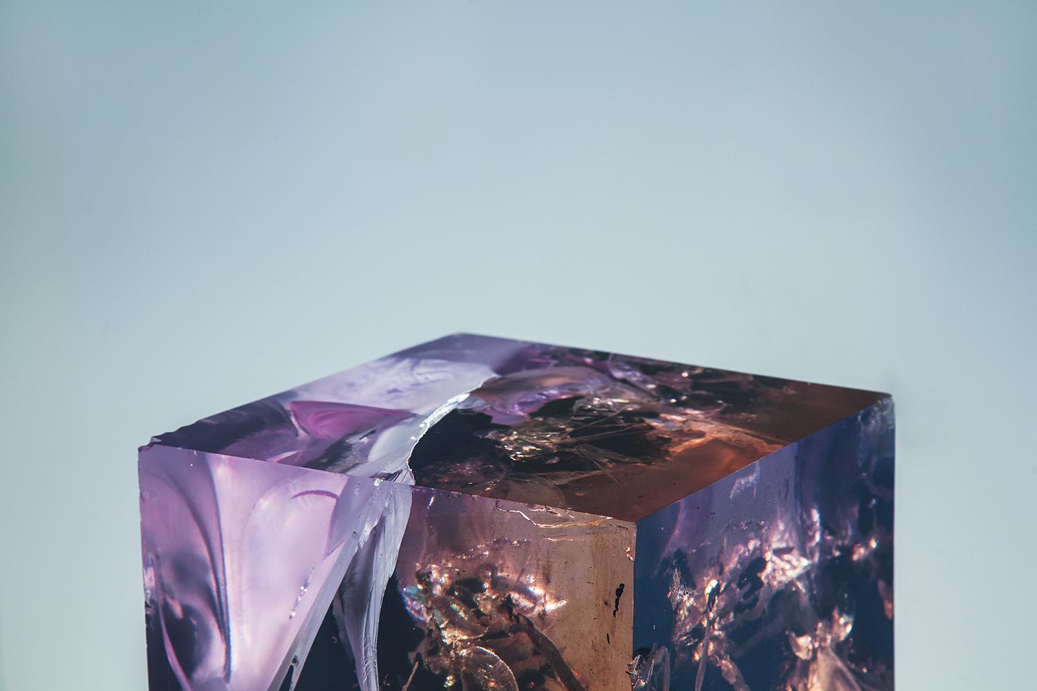 Synthesis 3 by Tom Price - Abstract sculpture, lighting, LED, original, violet For Sale 1
