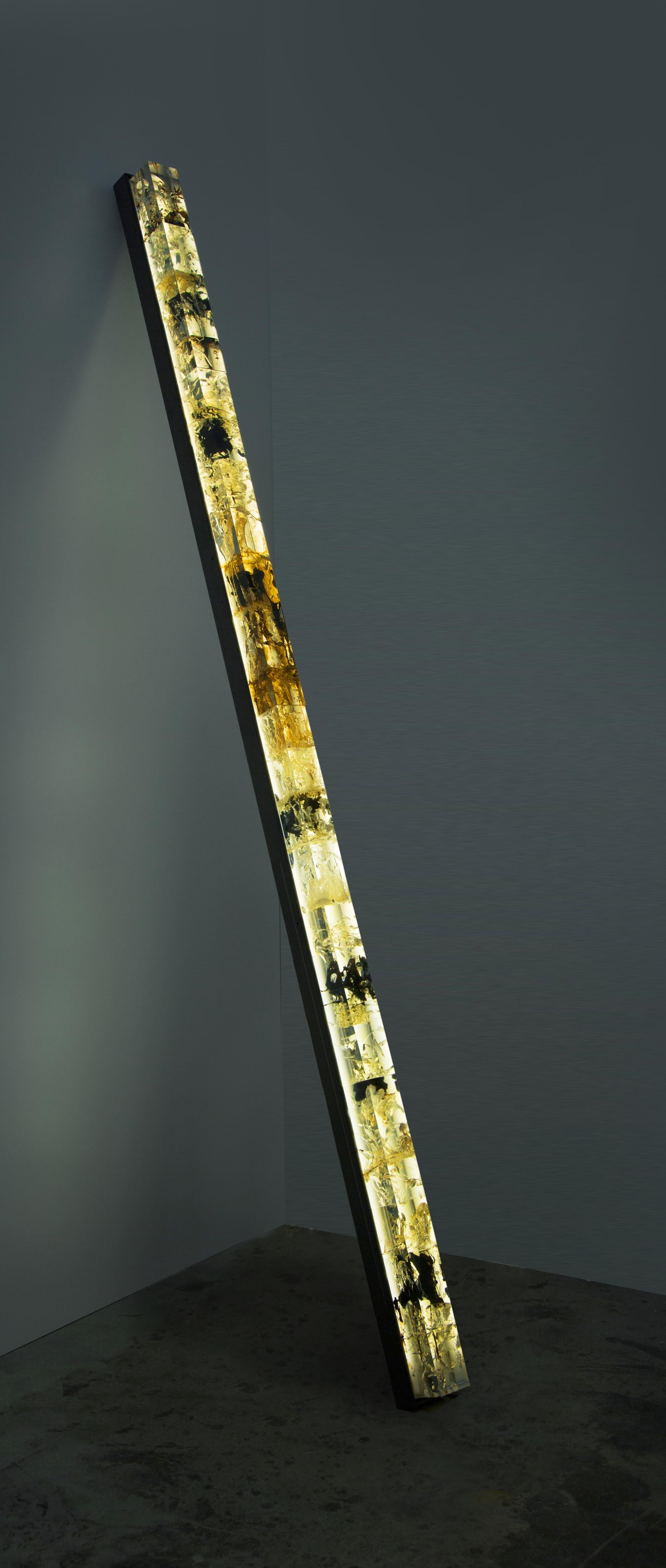 Synthesis B is a sculpture by contemporary artist Tom Price. This sculpture is made of resin, tar, acrylic, steel, LED, dimensions are 200 × 8 × 9 cm (78.7 × 3.1 × 3.5 in). This artwork is available on commission. It will be created on the same