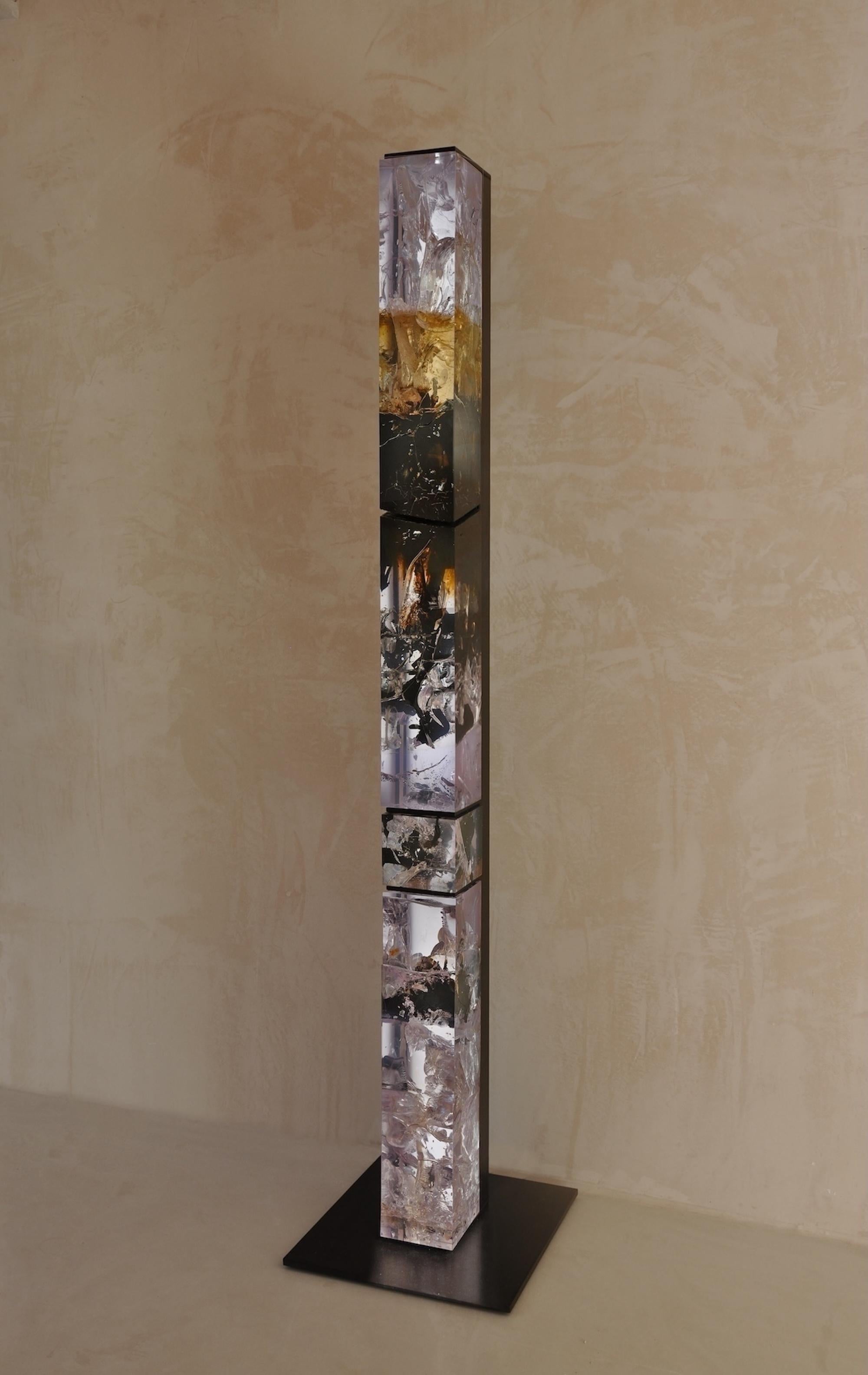 Synthesis LS1 is a unique sculpture by English artist Tom Price. Dimensions are 208 × 45 × 45 cm (81.8 × 17.7 × 17.7 in). The dimensions include the base of the sculpture, dimensions of the column: approx. 15 L x 18 D cm (5.9 × 7 in). Weight: resin