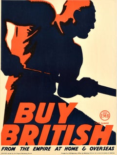 Original Vintage Poster Buy British Tom Purvis EMB Empire Marketing Board