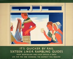 Original Retro Travel Advertising Poster LNER Rambling Guides Tom Purvis Art