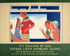 Affiche publicitaire originale de voyage vintage LNER Rambling Guides de Tom Purvis Art