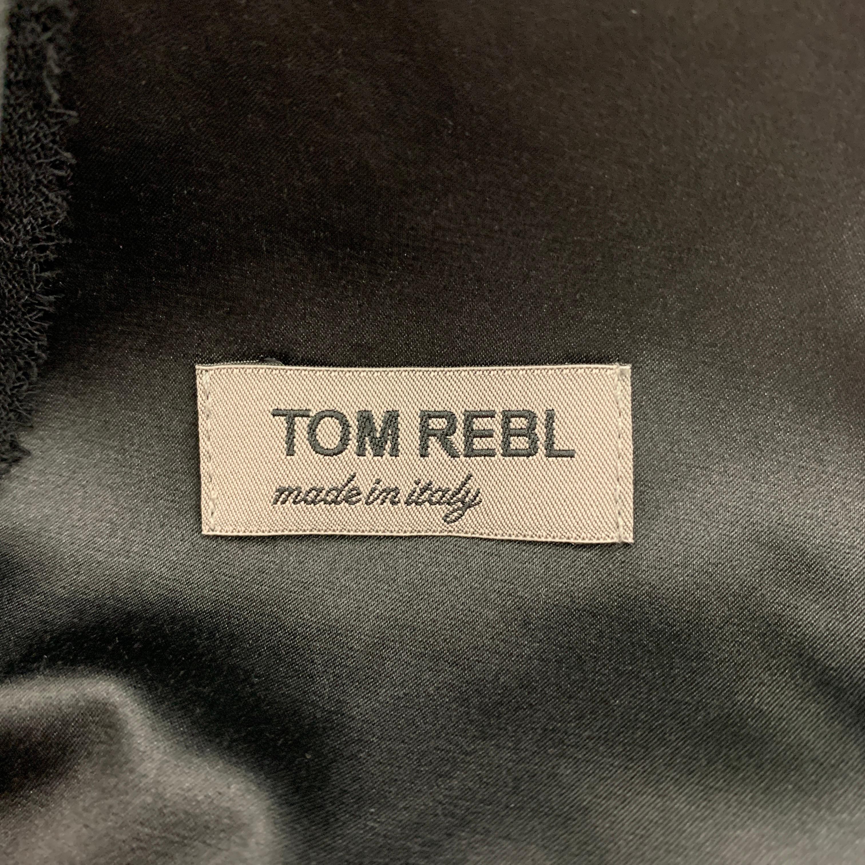 TOM REBL Size 40 Black & Gold Chevron Polyester Blend Peak Lapel Suit 4