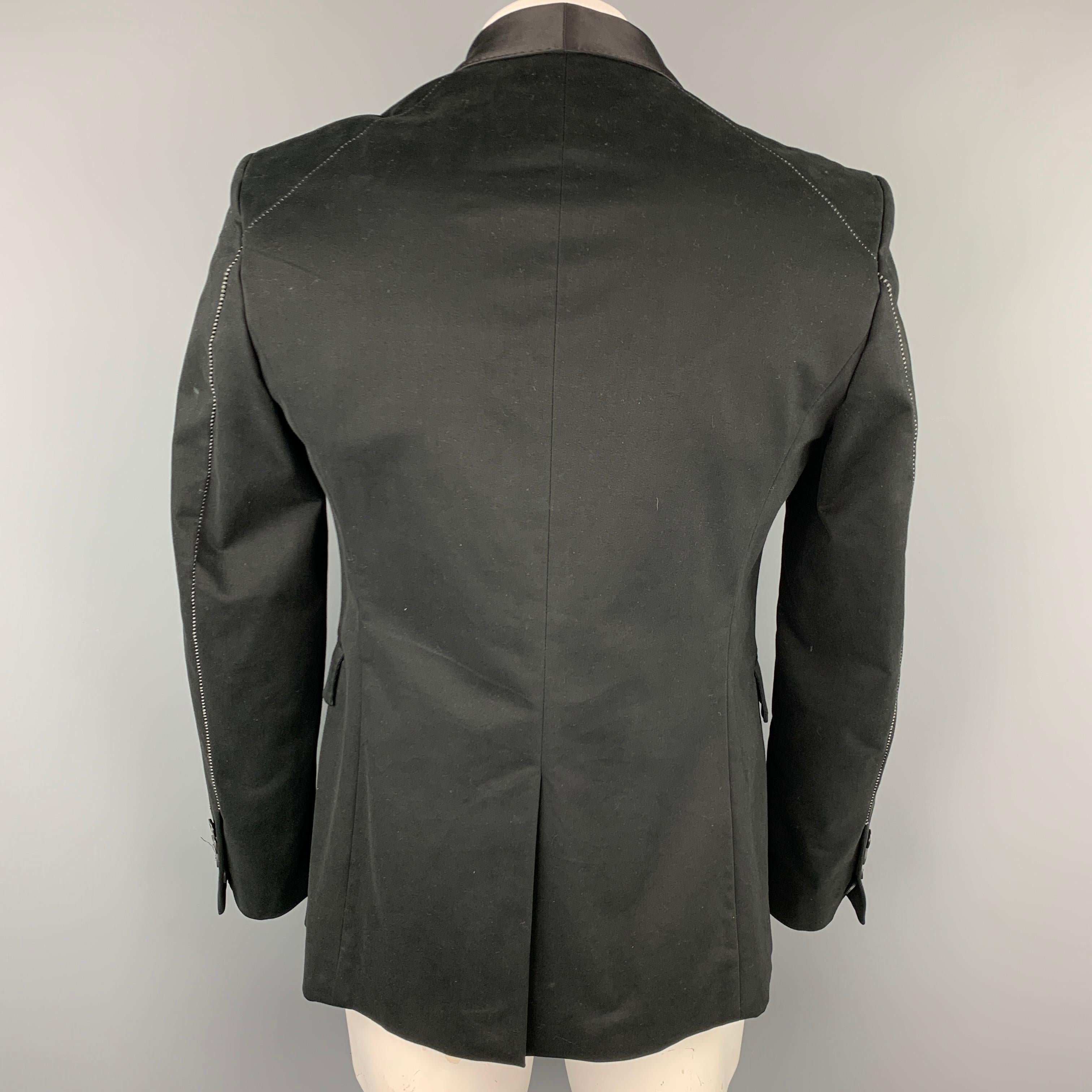 TOM REBL Size 42 Black Acetate / Cotton Shawl Collar Sport Coat In Good Condition In San Francisco, CA
