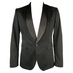 TOM REBL Size 42 Black Acetate / Cotton Shawl Collar Sport Coat