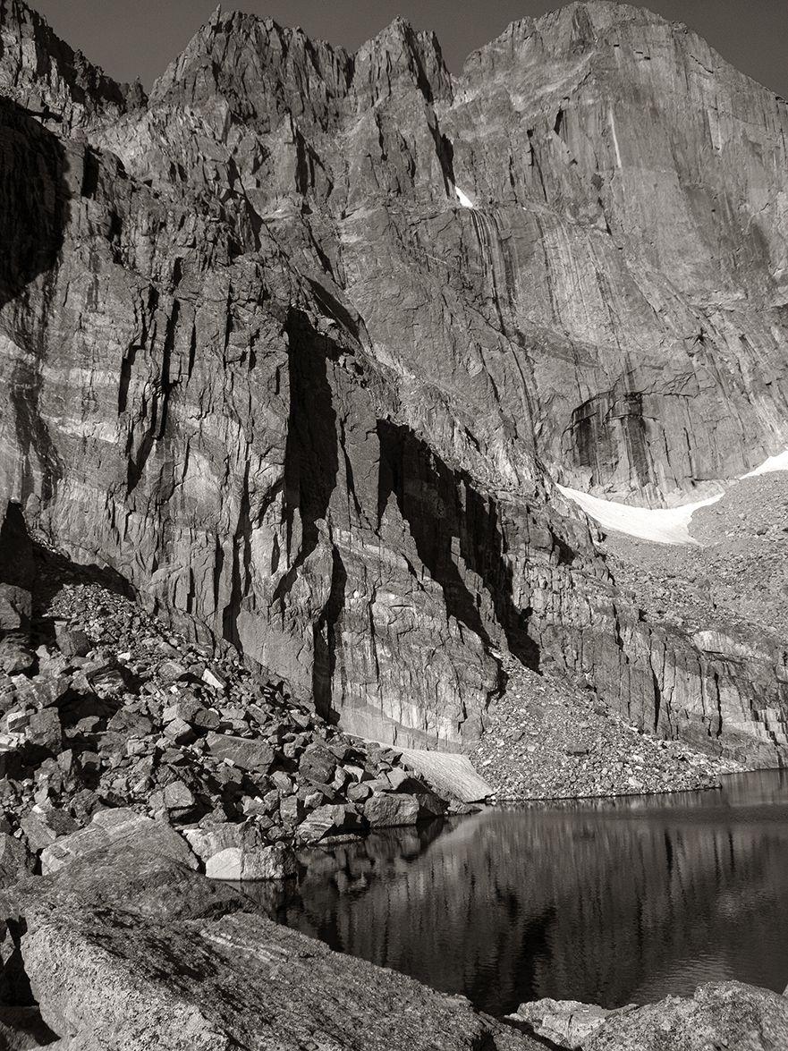 Tom Reed Black and White Photograph - Chasm Lake, Photograph, Archival Ink Jet