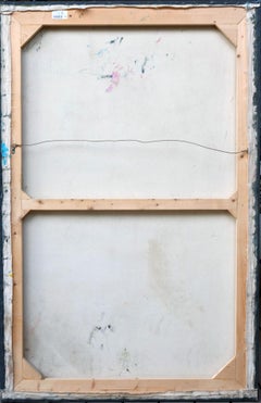 "09 Space" Large Abstract Turquoise Black Red Blue Color Field Gestural Painting