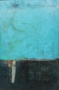 "09 Space" Large Abstract Turquoise Black Red Blue Color Field Gestural Painting