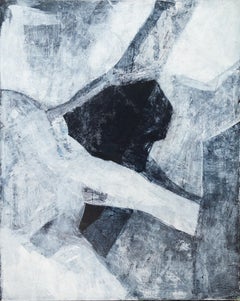 "Abstract #60" Grande peinture abstraite à l'échelle grise