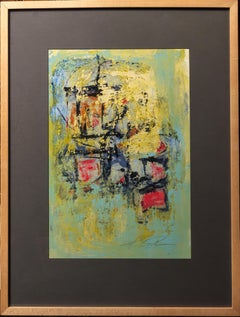 "Composición Abstracta Aqua" Pintura Colorista Expresionista Gestural Moderna