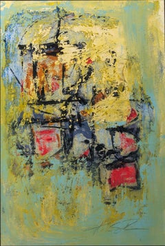 "Composición Abstracta Aqua" Pintura Colorista Expresionista Gestural Moderna