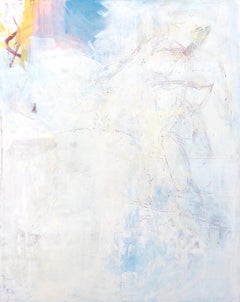"Abstrait en blanc avec couleurs cachées" Grande peinture acrylique
