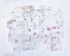 "Abstract in White with Red and Earth Tones"