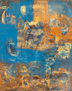 Abstrakte blaue, orangefarbene und gelbe