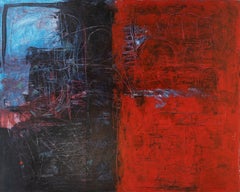 "Red and Blue Abstract" Large Painting Gestural Color Fields
