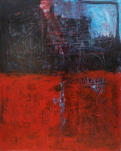 "Red and Blue Abstract" Large Painting Gestural Color Fields
