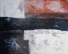 "Red, Black and White Abstract" Large Gestural Color Field Painting