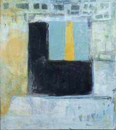 « New York, New York »  Peinture gestuelle sur le terrain Noir Bleu Jaune Turquoise