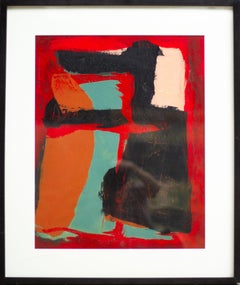 "Red, Black, Orange, Türkis Abstrakt" Geste Malerei Farbfeld