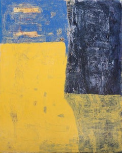 Abstrait jaune, bleu et noir
