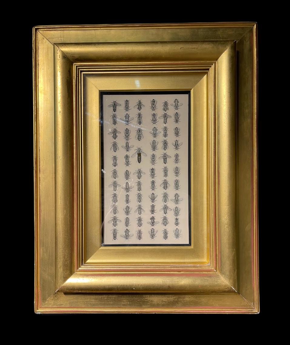Bee columns, in a water-gilded frame, circa 1870 - Mixed Media Art by Tom Rooth