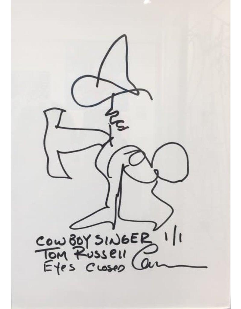 Abstract Painting di Tom Russell - Cowboy Singer, Con gli occhi chiusi (originale)