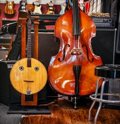 Photograph of String Instruments in Music Store titled "Strings of the City"