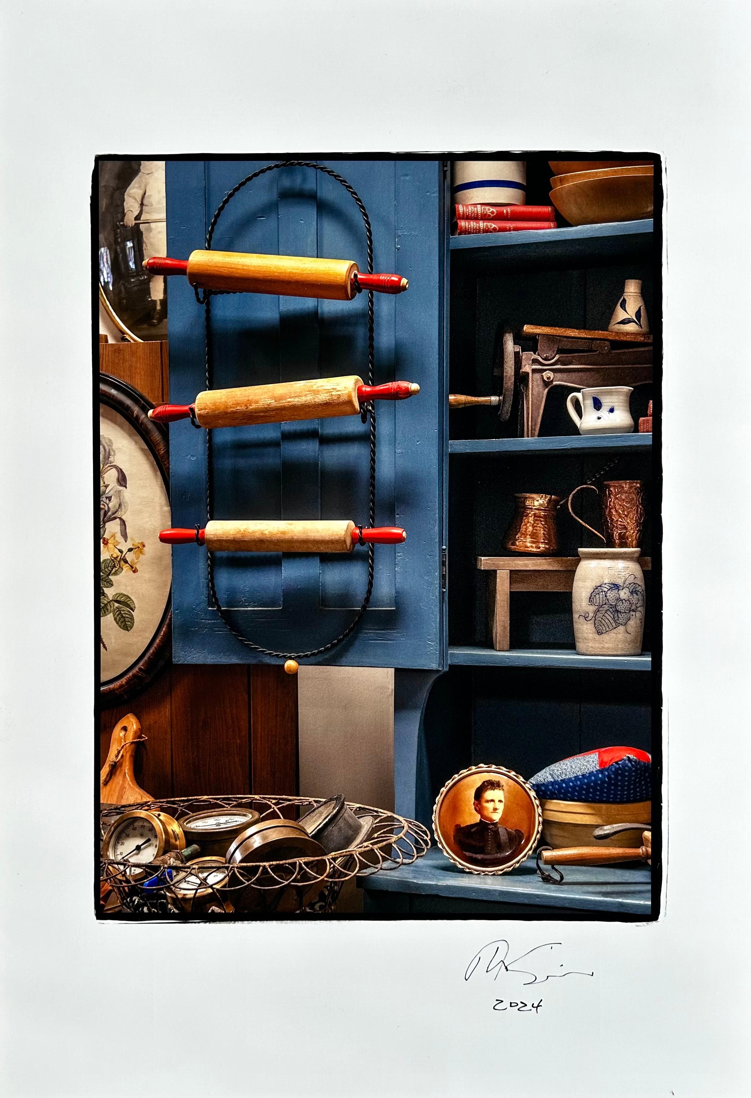 Tom Sauerwein  Still-Life Photograph - Primitive Still Life Photograph of Shelf titled "The Heart of the Cupboard"
