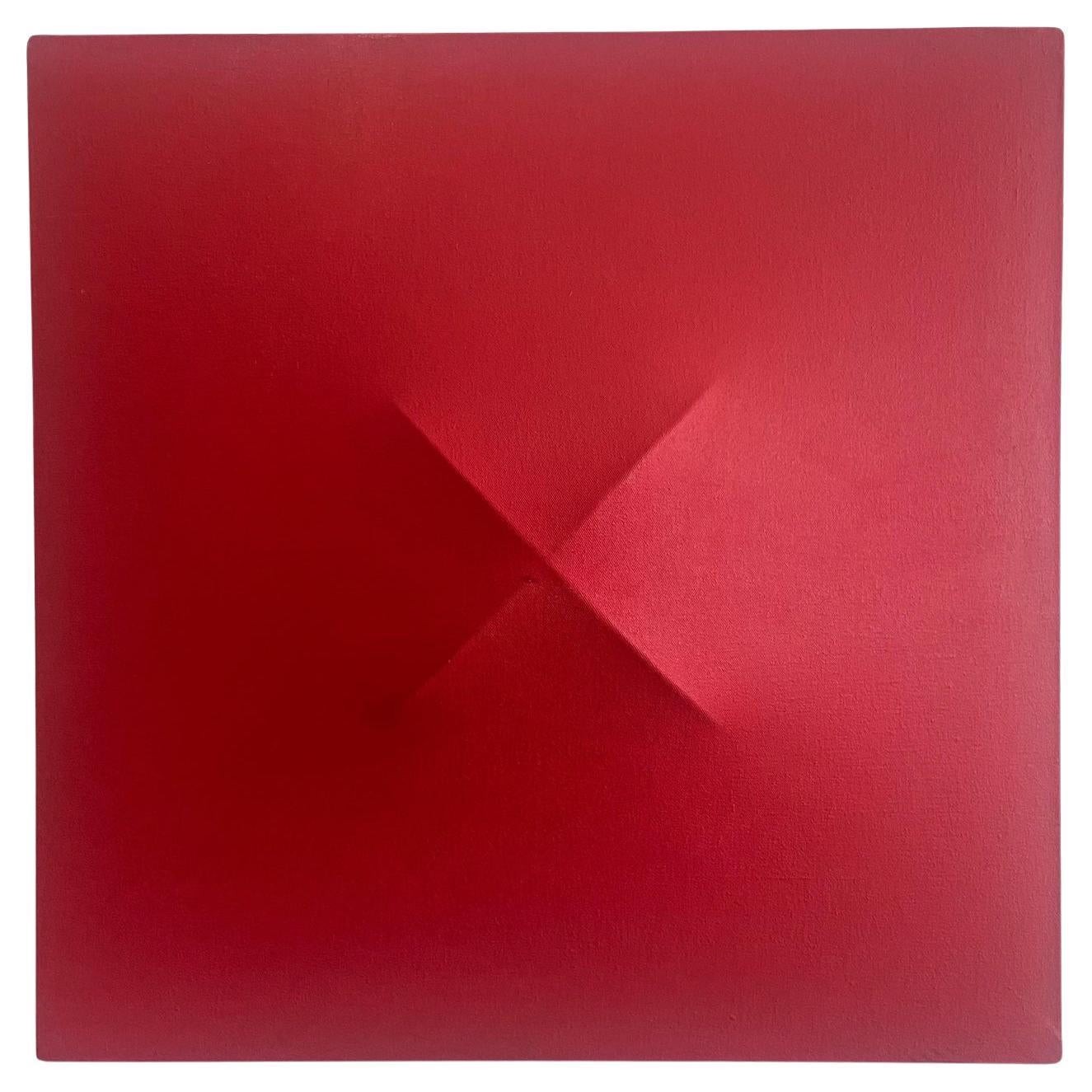 Tom Scmitt 1968 Shaped Canvas 3 Dimensional Acrylic on Canvas in Red For Sale