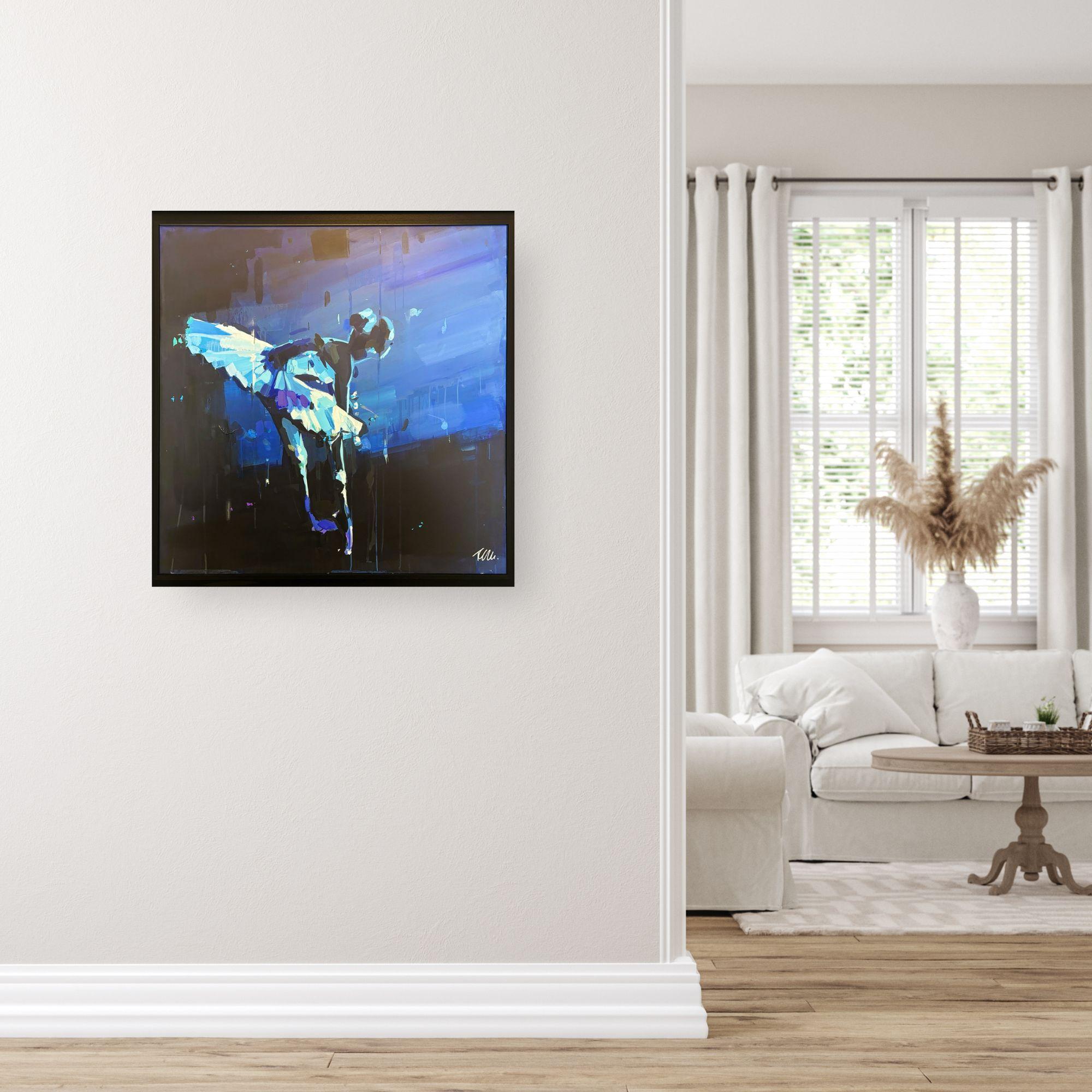 Esta excepcional obra de arte está actualmente expuesta y a la venta en la Galería de Arte Contemporáneo Signet y en Internet.

Este original dibujo figurativo, pintado en acrílico sobre lienzo, evoca la tranquila tensión y la gracia de una
