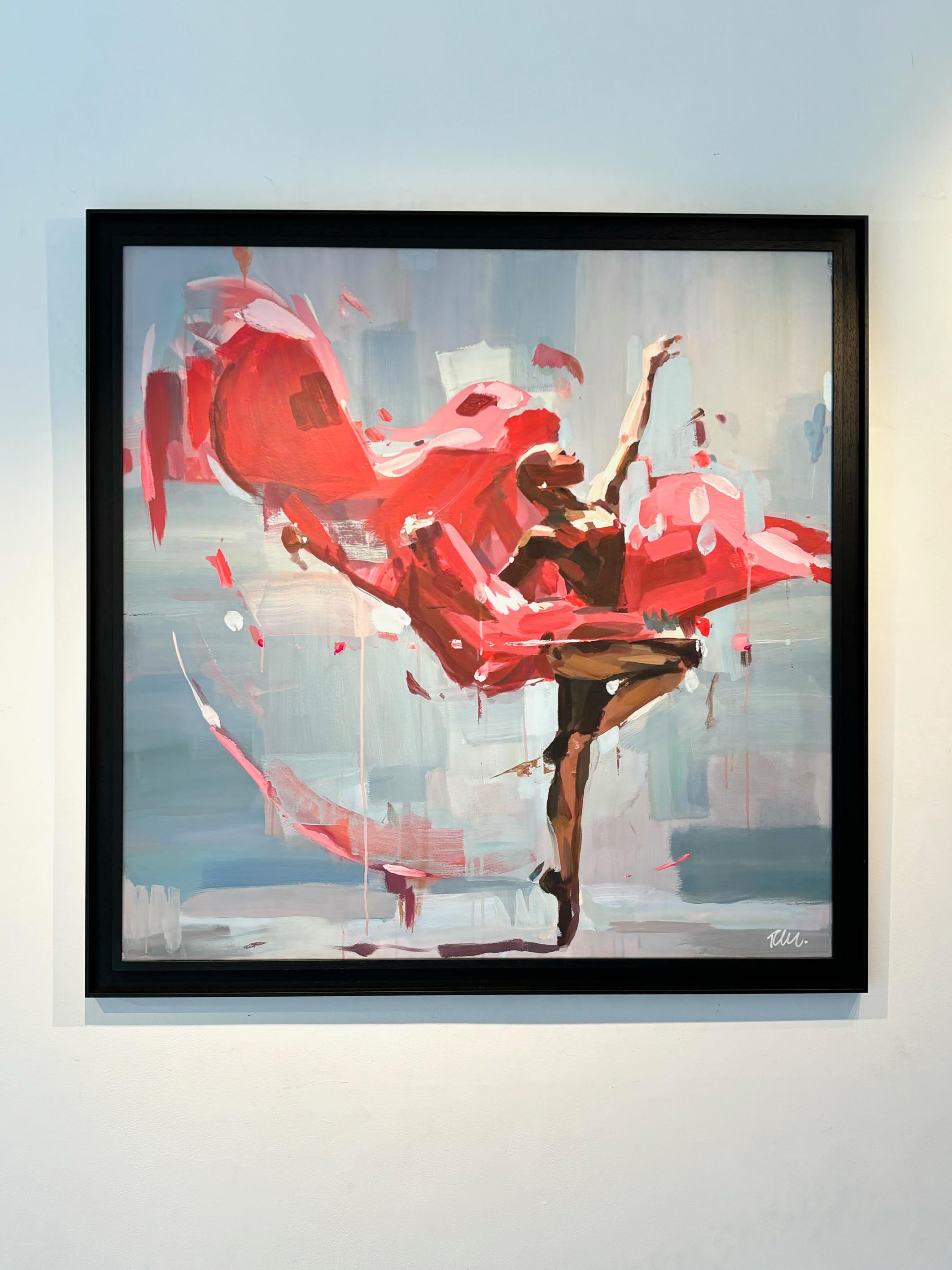 Flutter of Silk - pittura figurativa contemporanea - opera d'arte espressiva originale - Portrait Painting Grigio di Tom Searles