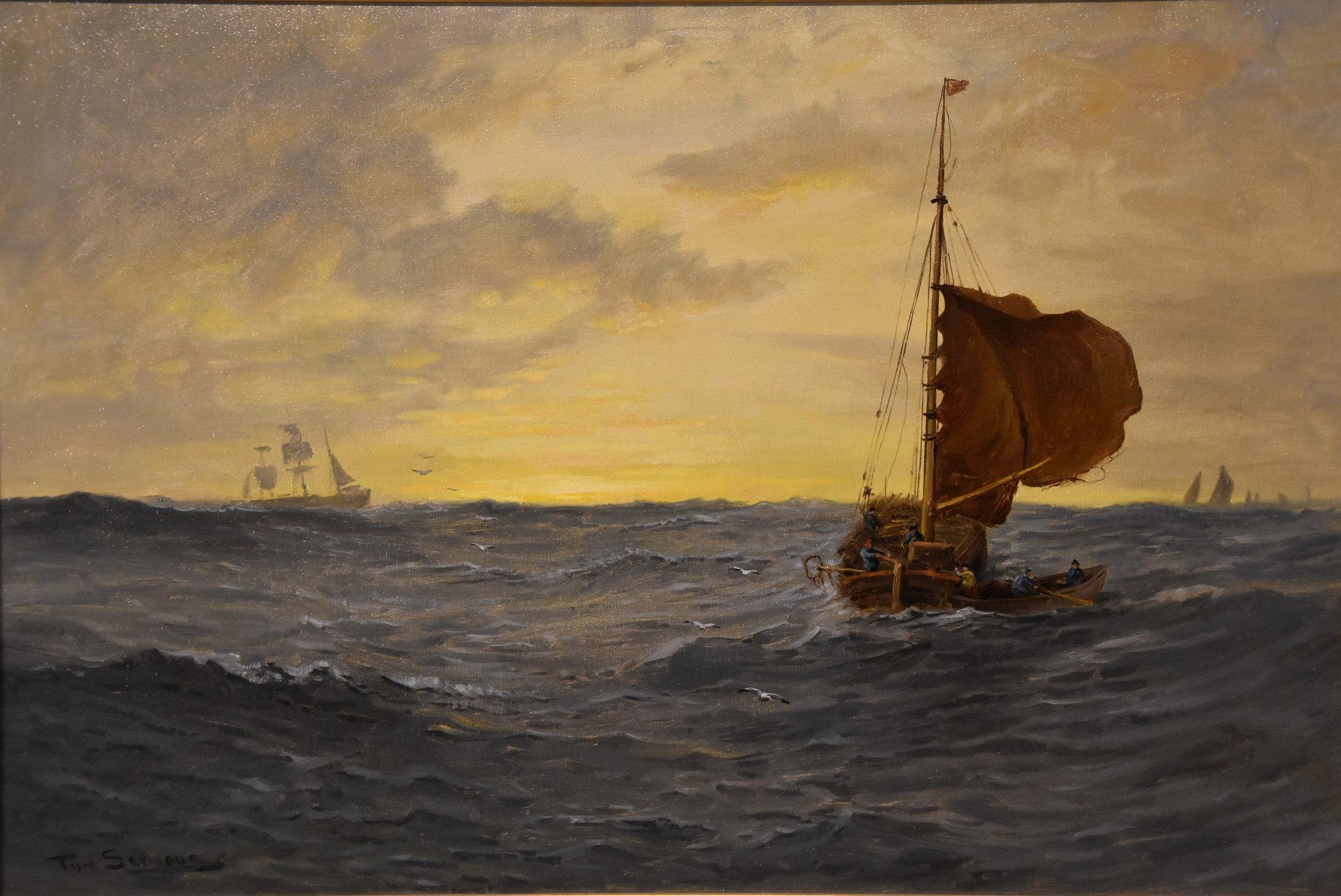 Ölgemälde von Tom Seymour „Sonnenaufgang in der Nordsee“, Öl  im Angebot 1